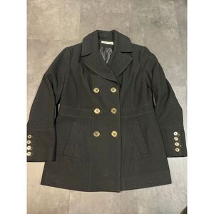 Michael Kors Black Double-Breasted Peacoat with Gold Buttons‎ size 14 B-221